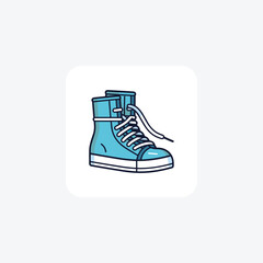 Blue Sock Sneakers Shoes and footwear Flat Color Icon set isolated on white background flat color vector illustration Pixel perfect