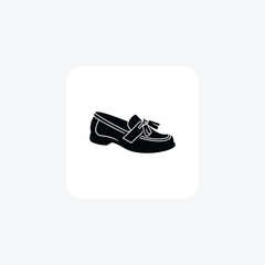 Black Tassel Shoes and footwear Flat Color Icon set isolated on white background flat color vector illustration Pixel perfect
