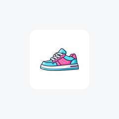 Chunky Sneakers colorful womens Shoes and footwear Flat Color Icon set isolated on white background flat color vector illustration Pixel perfect