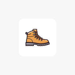 Yellow Hiking Boots Women's Fashionable Shoes and footwear Flat Color Icon set isolated on white background flat color vector illustration Pixel perfect