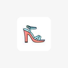 Blue Platform Sandal womens Shoes and footwear Flat Color Icon set isolated on white background flat color vector illustration Pixel perfect