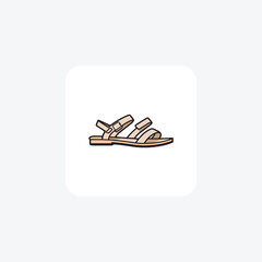 Skin Sandal Women's Iconic Shoes and footwear Flat Color Icon set isolated on white background flat color vector illustration Pixel perfect