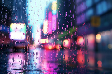 Blurred city in the rain 