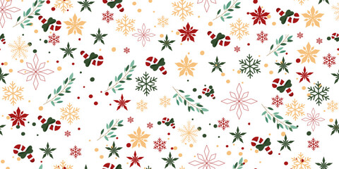 Seamless Christmas pattern. Decorative background for printing on paper and fabric.