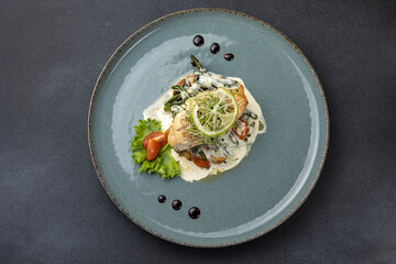 Meat steak in a restaurant. A meat dish