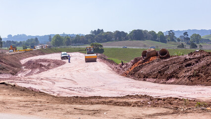 Construction New Roads Earthworks Machines