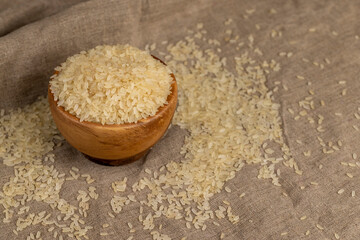 a large amount of uncooked fresh polished rice