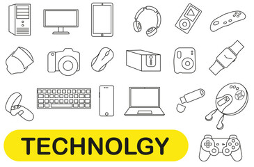 Icons of modern technologies. Modern technologies. Vector line icons isolated on white background.