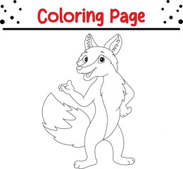 Cute fox coloring page for children. Wild animal coloring book for kids