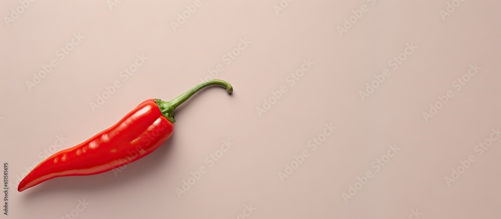Poster geometric shapes resembling a red chile pepper on a isolated pastel background copy space
