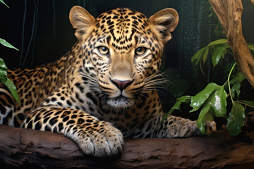 Portrait of Leopard in the forest, animal wildlife