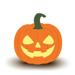 Cute Halloween pumpkin isolated on white background, flat style vector illustration.