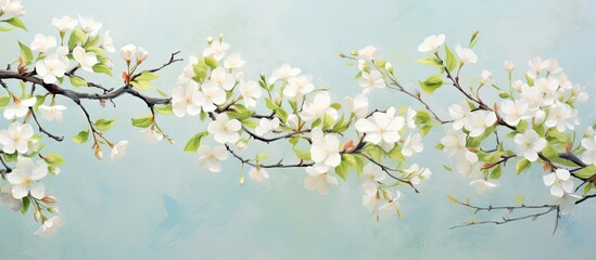 Garden has tiny lovely white blooms isolated pastel background Copy space
