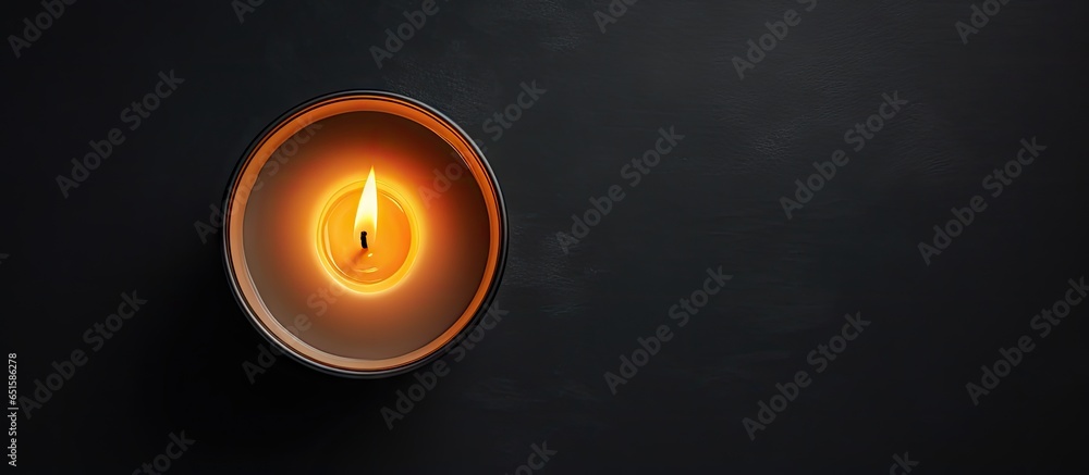 Poster isolated round candle on a isolated pastel background copy space