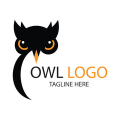 simple owl logo design template on white background