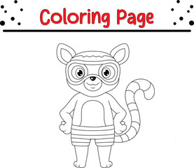 Cute animal coloring page for children. Wild animal coloring book for kids