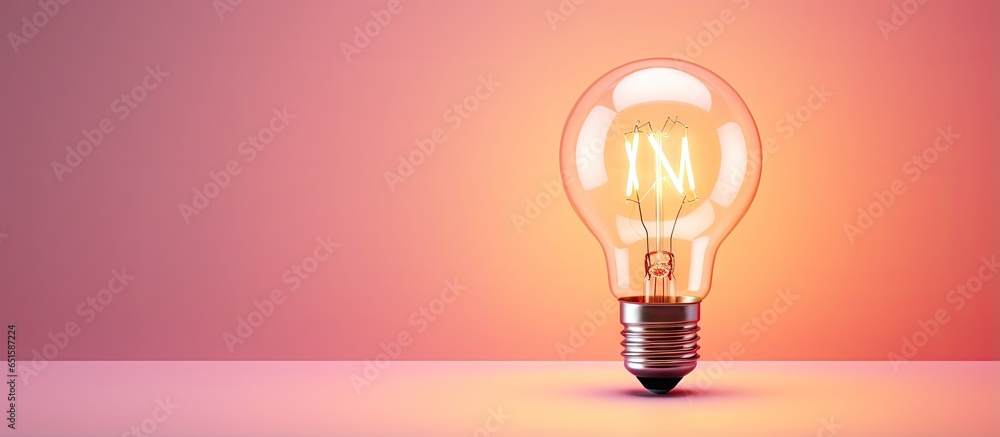 Poster front view of a glass bulb on a isolated pastel background copy space