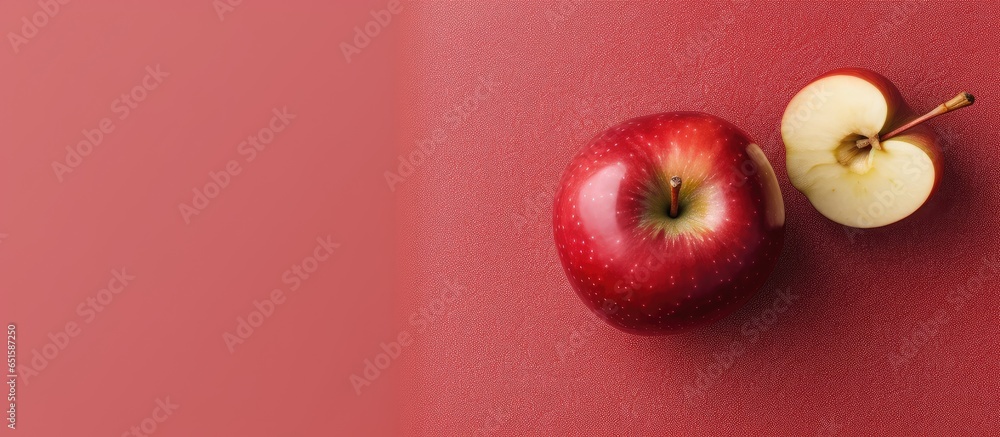 Aufkleber isolated dark red apple slice on a isolated pastel background copy space