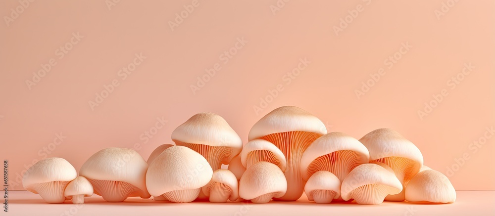 Aufkleber mushroom champignons shown on a isolated pastel background copy space with clipping path