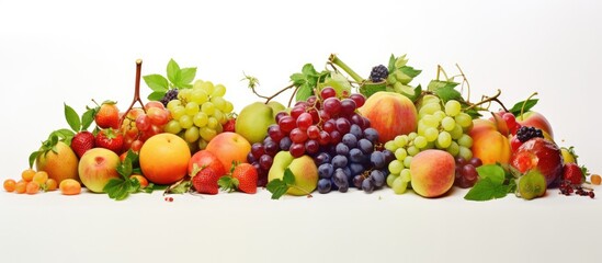 Fruit still life on isolated pastel background Copy space