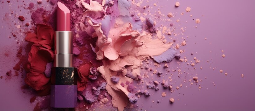 Lipstick smudges professional cosmetics isolated pastel background Copy space