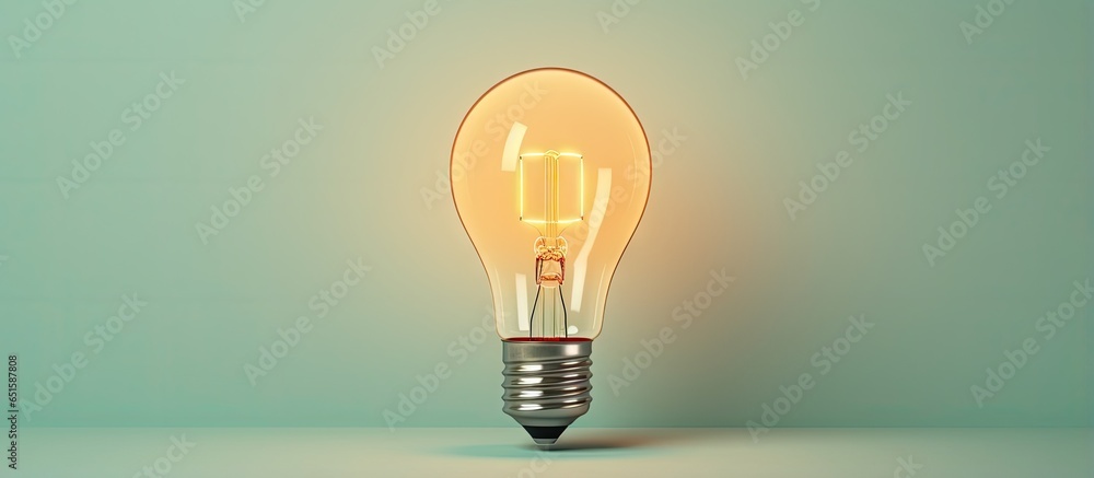 Poster front view of a glass bulb on a isolated pastel background copy space