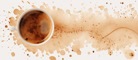 Printed kitchen splashbacks Coffee bar High resolution stock photo of coffee and tea stains on a isolated pastel background Copy space depicting circular and isolated marks left by cup bottoms in a café
