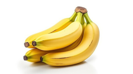 Bunch of bananas isolated on white background. Yellow bananas. Generative AI