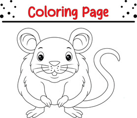Cute mouse coloring page for children. Wild animal coloring book for kids