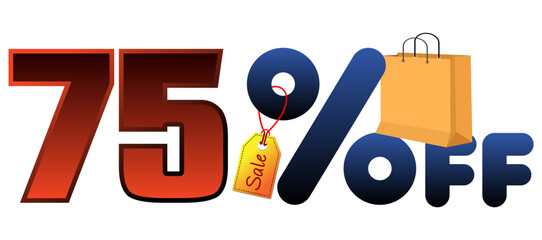 90% off Text with Sale text on price tag and Paper Shopping Bag. Shopping and discount concept.