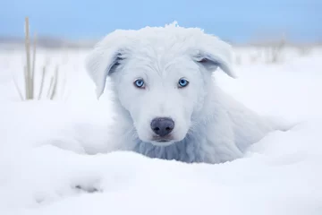 Fotobehang Hund mit blauen Augen © Seegraphie