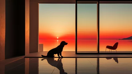 Rolgordijnen The dog in the luxurious home in the evening © iCexpert