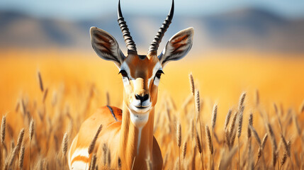Grace Amidst the Grass. The Majestic Springbok in Its Habitat. Generative AI - obrazy, fototapety, plakaty