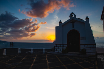 Closed church during the pandemic on the island of Tenerife.