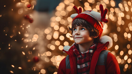 child in a fantastic Christmas concept of friendship and love with others at Christmas