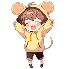 Chibi Boy Wearing A Mouse Hoodie