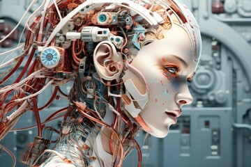 portrait of a woman 3D Illustration of AI Technology character, generative ai
