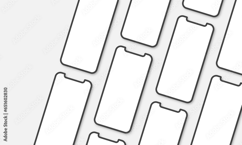 Poster smartphone mockup. modern smartphone design with blank screen. device front view. vector 3d mobile p