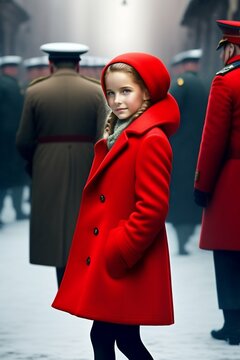 Portrait of the girl in the red coat from schindler's list