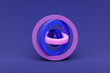Abstract colorful shape against  blue  background, 3D illustration.  Smooth shape 3d rendering