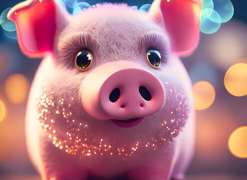 A lucky pig for all good wishes, illustration