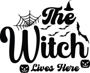 The Witch Lives Here Halloween Round Sign SVG Design