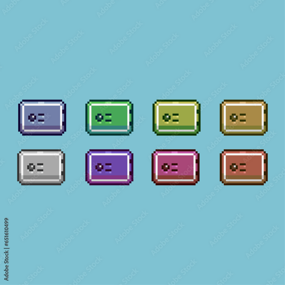 Fototapete pixel art sets of case with variation color item asset simple bits of safety case on pixelated style