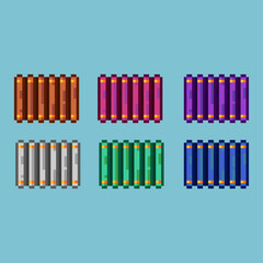 Pixel art sets of bridge with variation color item asset simple bits of bridge on pixelated style 8bits perfect for game asset or design asset element for your game design asset