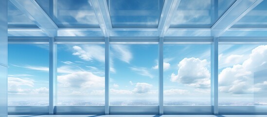 Blue sky seen through plastic ceiling windows