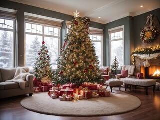 Fototapeta na wymiar Free Enchanting Christmas Tree Decorations DreamShaper Festive Showcase Generative AI