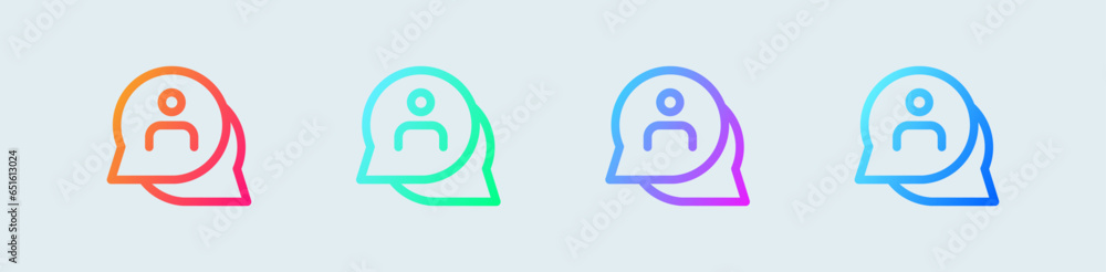 Poster conversation line icon in gradient colors. chat message signs vector illustration.