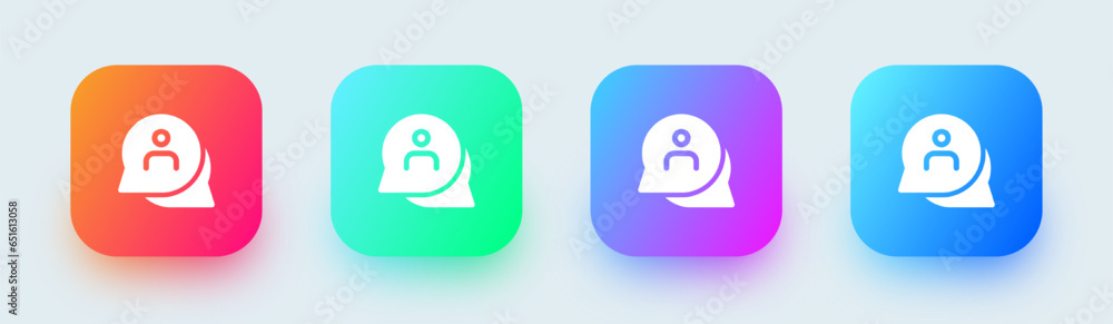 Aufkleber conversation solid icon in square gradient colors. chat message signs vector illustration.
