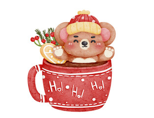 cute animal in christmas mug