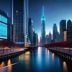 skyline city at night